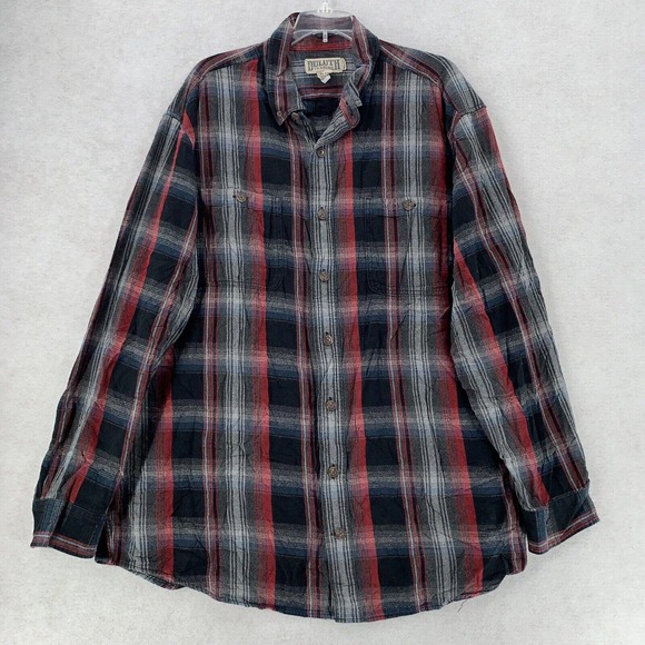 Duluth Trading Button Down Shirt Red‎ Black Plaid Flannel Casual Mens XL Tall - Picture 1 of 7